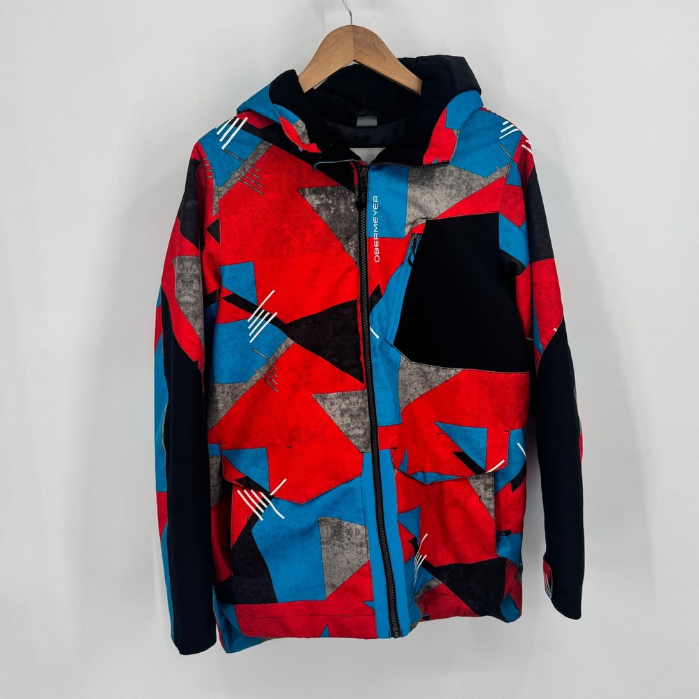 Obermeyer Teen XL Boys Gage Ski Jacket Multicolor Red Blue Gray Black White